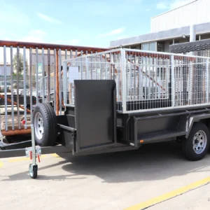 10×6 tandem axle gardening trailer | single piece drop grid mesh ramp | open mower box