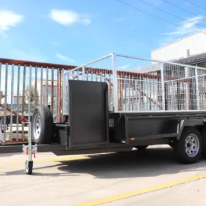 10×6 tandem axle gardening trailer | single piece drop grid mesh ramp | open mower box