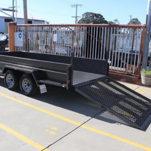 14×6 heavy duty plant machinery trailer – drop down grid mesh ramp 3200 kg atm