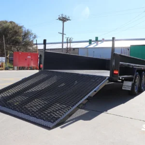 14×6 heavy duty plant machinery trailer – drop down grid mesh ramp 3200 kg atm