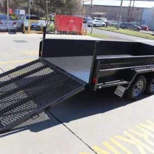 14×6 heavy duty plant machinery trailer – drop down grid mesh ramp 3200 kg atm