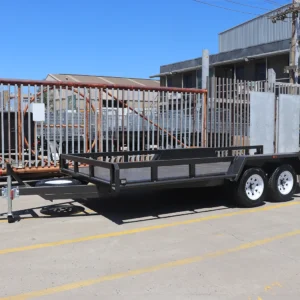 16×6’6″ tandem axle open rail car carrier trailer 10″ rhs sides & front 2000 kg atm