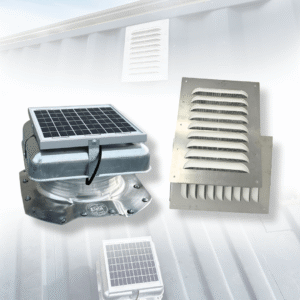 container ventilation bundle – rectangular louvered side vents (2 pack) + solar powered container vent