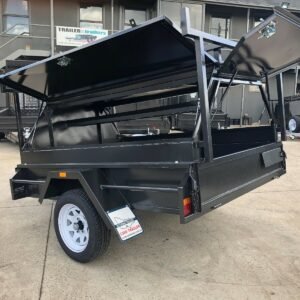 6×4 single axle tradesman trailer | 750mm tool box top | rear door | tradie top trailer for sale melbourne