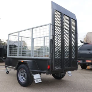 7×4 single axle gardening trailer with 6ft drop grid mesh ramp 1000 kg gvm