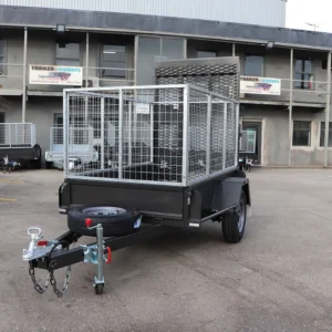7×4 single axle gardening trailer with 6ft drop grid mesh ramp 1000 kg gvm