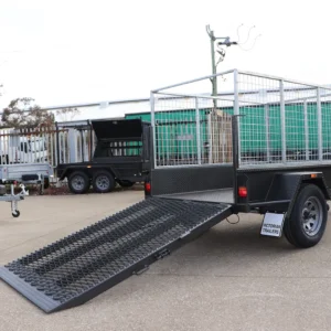 7×4 single axle gardening trailer with 6ft drop grid mesh ramp 1000 kg gvm