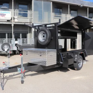 7×4 heavy duty one piece tradesman trailer| 1000kg gvm | rear door | toolbox on drawbar | tradie top trailer for sale in melbourne