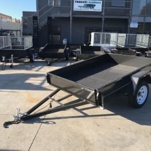 8×5 single axle box trailer for sale | drop front | checker plate floor | heavy duty trailer