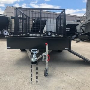 8×5 single axle landscape gardening trailer checker plate floor 3ft high cage