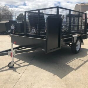 8×5 single axle landscape gardening trailer checker plate floor 3ft high cage