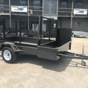 8×5 single axle landscape gardening trailer checker plate floor 3ft high cage