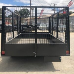 8×5 single axle landscape gardening trailer checker plate floor 3ft high cage