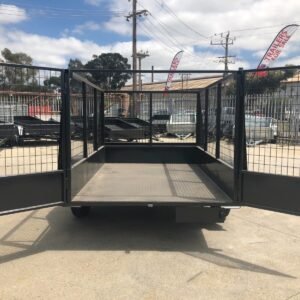 8×5 single axle landscape gardening trailer checker plate floor 3ft high cage