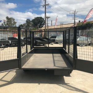 8×5 single axle landscape gardening trailer checker plate floor 3ft high cage
