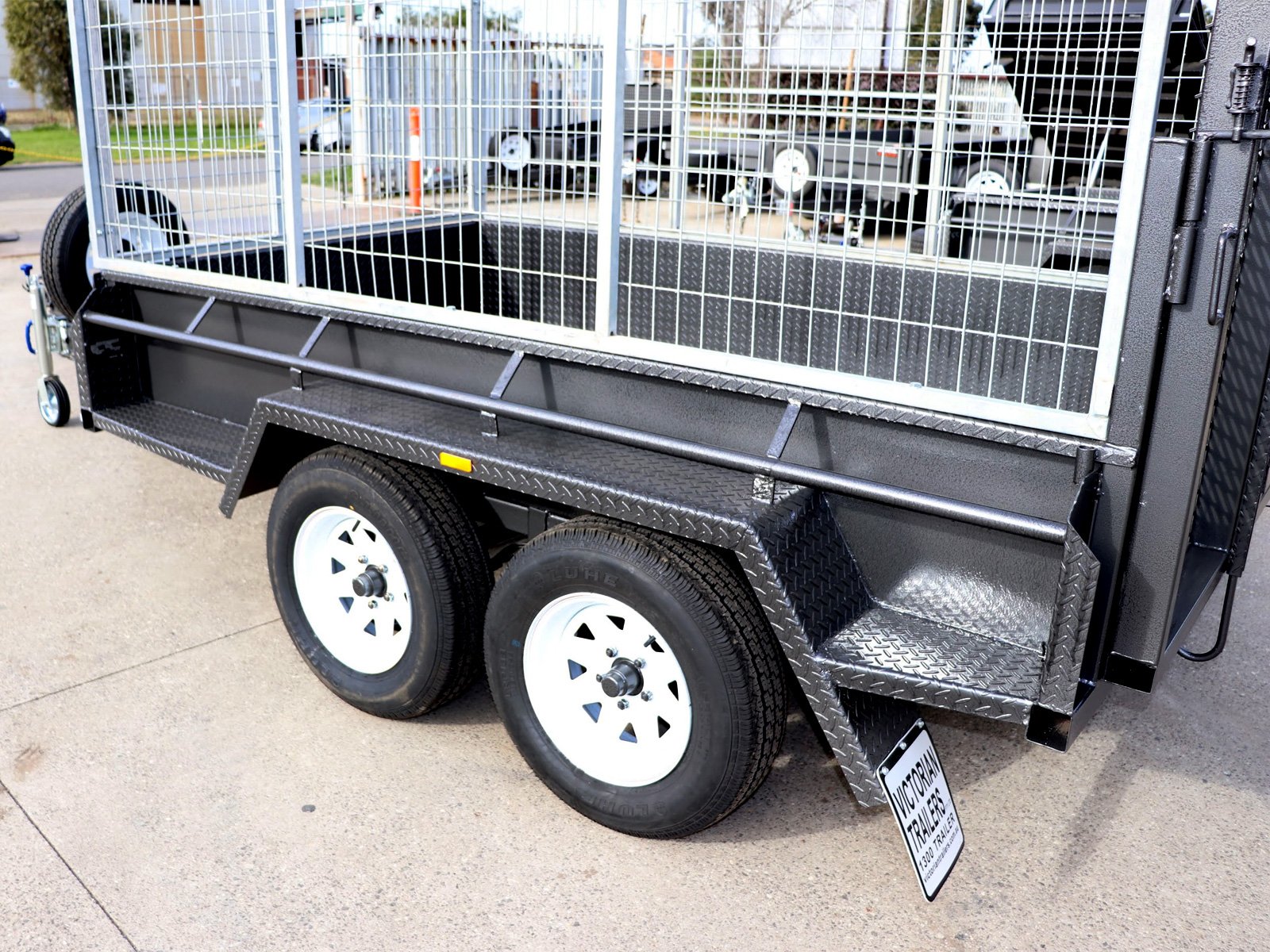 8×5 heavy duty tandem cage trailer | 3 ft galvanised cage | 1 piece grid mesh 8×5 heavy duty tandem cage trailer | 3 ft galvanised cage | 1 piece grid mesh