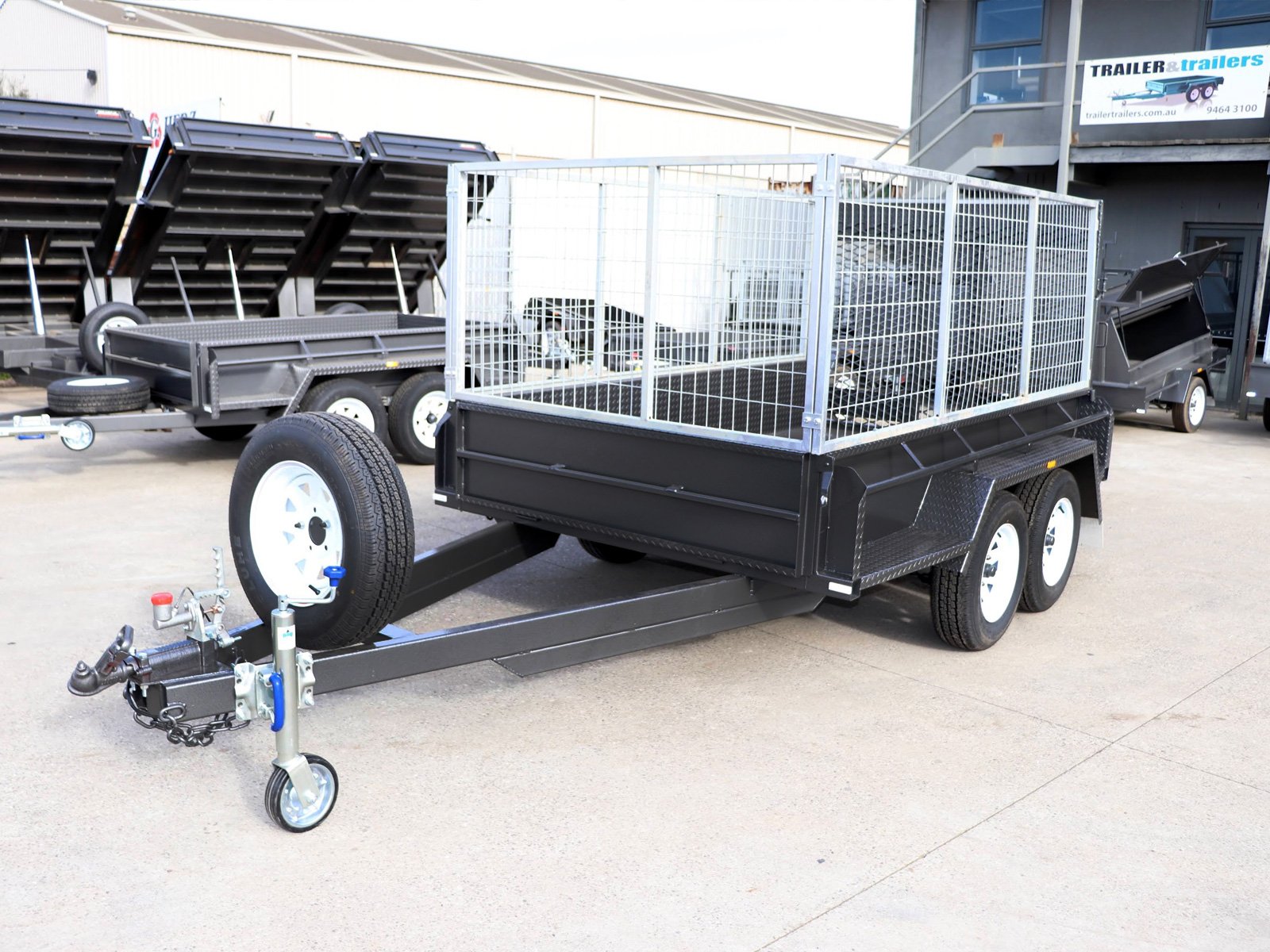 8×5 heavy duty tandem cage trailer | 3 ft galvanised cage | 1 piece grid mesh 8×5 heavy duty tandem cage trailer | 3 ft galvanised cage | 1 piece grid mesh