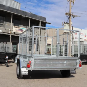 8×5 galvanised single axle braked cage trailer for sale – 3 ft cage manual tipper 1400 kg atm