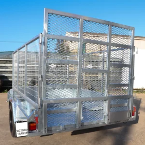 8×5 single axle 3 ft cage galvanised trailer for sale with manual tilt | rear drop ramp