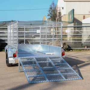 8×5 single axle 3 ft cage galvanised trailer for sale with manual tilt | rear drop ramp