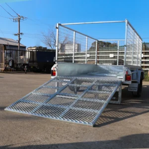 8×5 single axle 3 ft cage galvanised trailer for sale with manual tilt | rear drop ramp