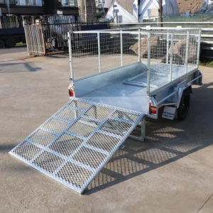 8×5 single axle 3 ft cage galvanised trailer for sale with manual tilt | rear drop ramp