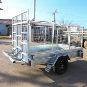 8×5 single axle 3 ft cage galvanised trailer for sale with manual tilt | rear drop ramp