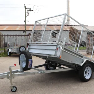8×5 single axle 3 ft cage heavy duty galvanised trailer for sale with manual tilt