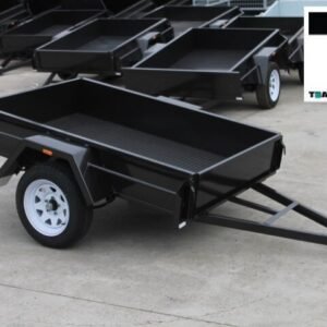 8×5 single axle domestic heavy duty | checkerplate floor | drop front