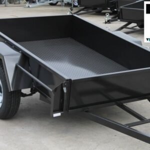 8×5 single axle domestic heavy duty | checkerplate floor | drop front