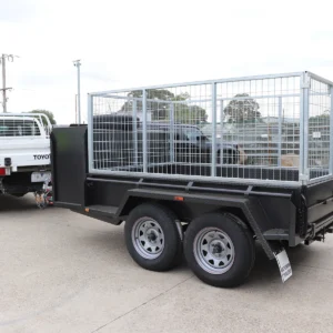 8×5 tandem axle gardening trailer with 3ft galvanised cage | enclosed mower box