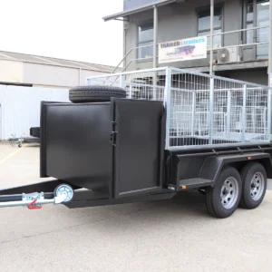 8×5 tandem axle gardening trailer with 3ft galvanised cage | enclosed mower box
