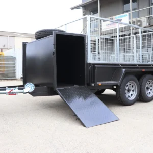 8×5 tandem axle gardening trailer with 3ft galvanised cage | enclosed mower box