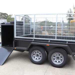 8×5 tandem axle gardening trailer with 3ft galvanised cage | enclosed mower box