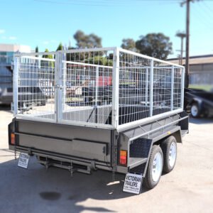 8×5 heavy duty trailer with 3 ft cage and 7ft slide under ramps for sale melbourne