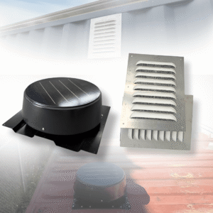 ultimate ventilation bundle – rectangular louvered side vents (2 pack) + 10w solar roof vent