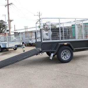 7×4 single axle box trailer drop grid mesh rear ramp | 3 ft cage | 1000kg gvm | full checker plate commercial heavy duty cage trailer for sale in melbourne victoria