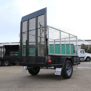 7×4 single axle box trailer drop grid mesh rear ramp | 3 ft cage | 1000kg gvm | full checker plate commercial heavy duty cage trailer for sale in melbourne victoria