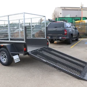 7×4 single axle box trailer drop grid mesh rear ramp | 3 ft cage | 1000kg gvm | full checker plate commercial heavy duty cage trailer for sale in melbourne victoria