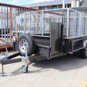 10×6 tandem axle gardening trailer | single piece drop grid mesh ramp | open mower box