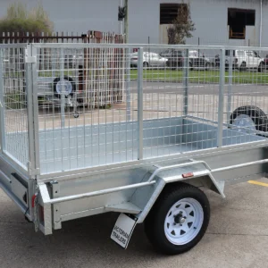 8×5 single axle 3 ft cage heavy duty galvanised trailer for sale with manual tilt