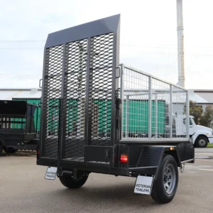 7×4 single axle box trailer drop grid mesh rear ramp | 3 ft cage | 1000kg gvm | full checker plate commercial heavy duty cage trailer for sale in melbourne victoria