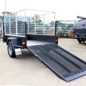 7×4 single axle box trailer drop grid mesh rear ramp | 3 ft cage | 1000kg gvm | full checker plate commercial heavy duty cage trailer for sale in melbourne victoria