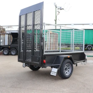 7×4 single axle box trailer drop grid mesh rear ramp | 3 ft cage | 1000kg gvm | full checker plate commercial heavy duty cage trailer for sale in melbourne victoria