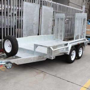 10×6 australian galvanised tandem plant trailer deluxe heavy duty – 2x drop down ramps on special