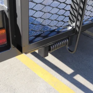 16×6’6″ car carrier box trailer for sale with 10″ sides – rear drop spring assist mesh ramp2800 kg atm