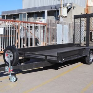 16×6’6″ car carrier box trailer for sale with 10″ sides – rear drop spring assist mesh ramp2800 kg atm