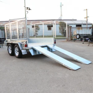 8×5 tandem axle | 3 ft cage slide under ramps heavy duty galvanised trailer for sale melbourne