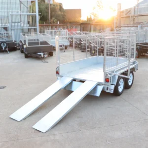 8×5 tandem axle | 3 ft cage slide under ramps heavy duty galvanised trailer for sale melbourne