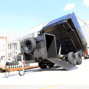 8×5 tandem axle gardening trailer with hydraulic tipper | enclosed mower box for sale in melbourne